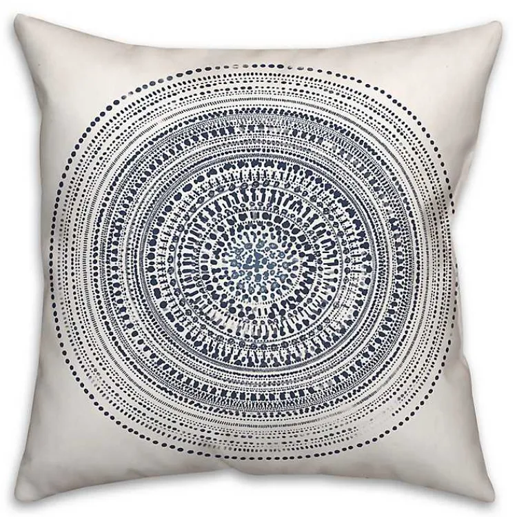 Kirklands Home Outdoor Cushions & Pillows|Blue Dash Circle Pattern Outdoor Pillow