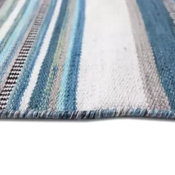 Kirklands Home Outdoor Rugs|Dhurri Stripe Indoor/Outdoor Area Rug, 7x9 Blue