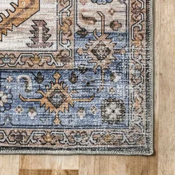 Kirklands Home Area Rugs|Blue Distressed Medallion Washable Area Rug, 8x10
