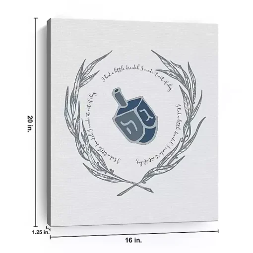New Blue Dreidel Canvas Art Print Hanukkah Decorations