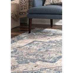 Kirklands Home Area Rugs|Blue Eli Medallion Fringe Area Rug, 4x6