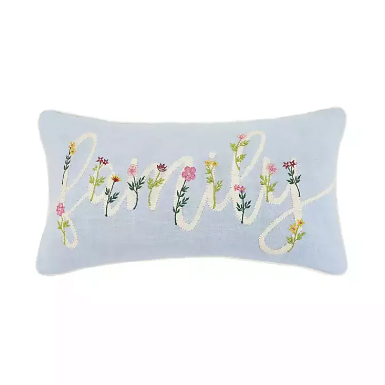 Outlet Blue Family Floral Embroidered Lumbar Pillow Pillows