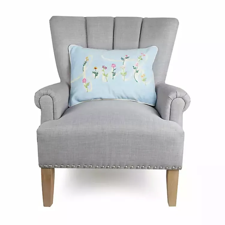 Outlet Blue Family Floral Embroidered Lumbar Pillow Pillows