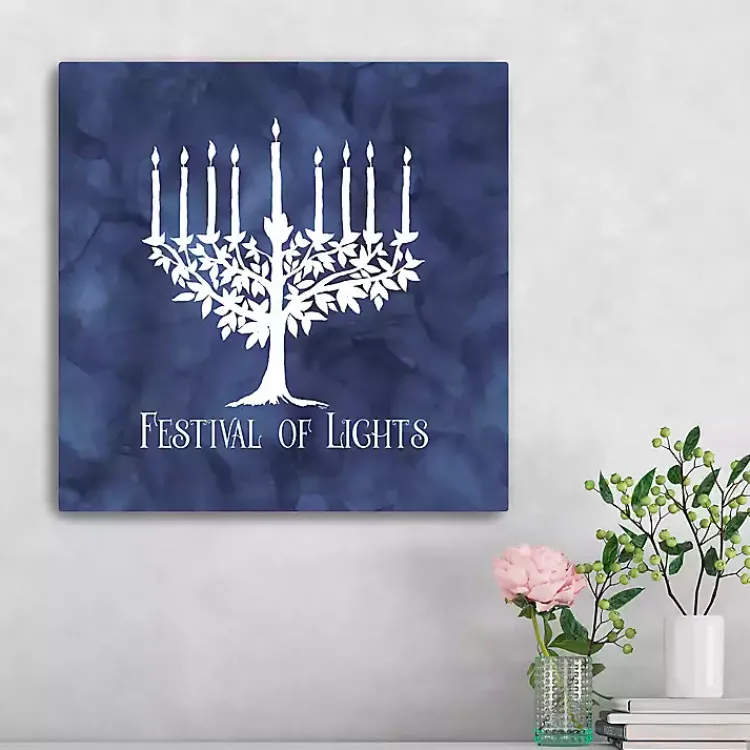 Blue Festival of Lights Canvas Art Print Hanukkah Decorations