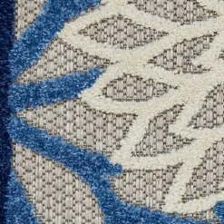 Kirklands Home Outdoor Rugs|Blue Floral Burst Round Outdoor Area Rug, 7x7