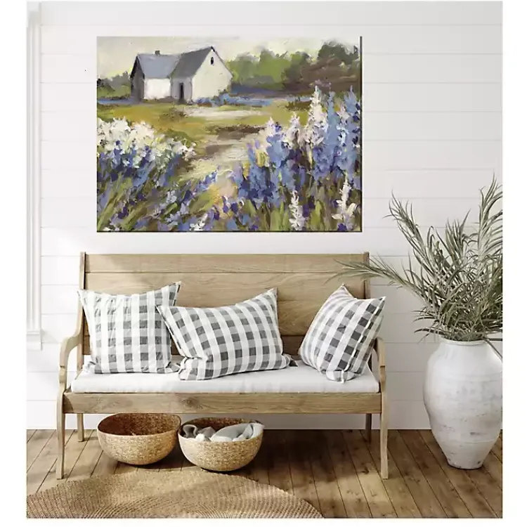 Kirklands Home Outdoor Wall Decor|Blue Floral Meadow Outdoor Canvas Art Print