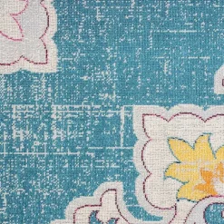 Kirklands Home Outdoor Rugs|Blue Floral Medallion Outdoor Area Rug, 7x9