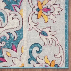 Kirklands Home Outdoor Rugs|Blue Floral Medallion Outdoor Area Rug, 7x9