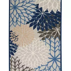 Kirklands Home Outdoor Rugs|Blue Floral Outdoor Area Rug, 5x7