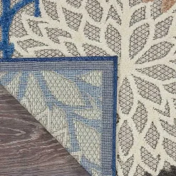 Kirklands Home Outdoor Rugs|Blue Floral Outdoor Area Rug, 5x7