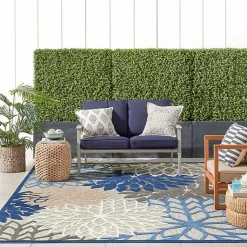 Kirklands Home Outdoor Rugs|Blue Floral Outdoor Area Rug, 7x10