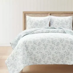 Kirklands Home Quilts|Blue Floral Reversible 3-pc. Full/Queen Quilt Set