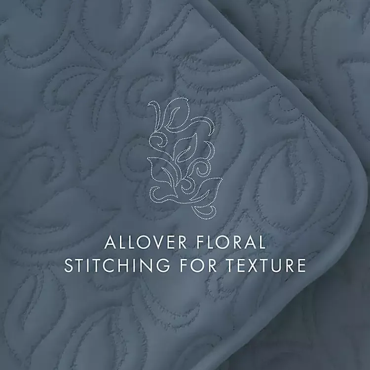 Kirklands Home Quilts|Floral Stitch 3-pc. Queen Quilt Set Blue