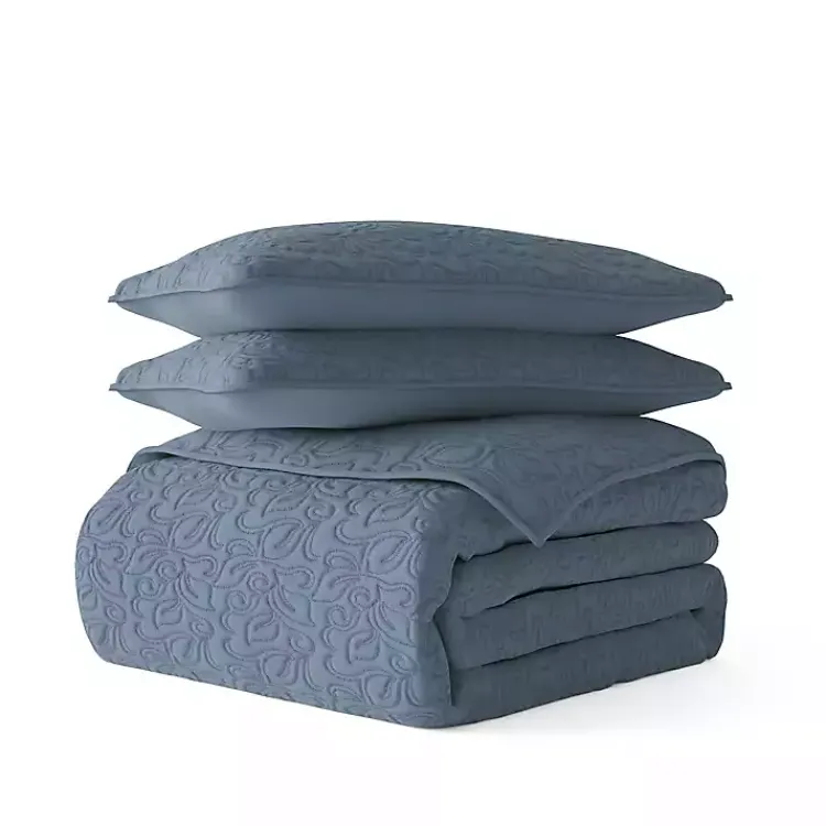 Kirklands Home Quilts|Floral Stitch 2-pc. Twin Quilt Set Blue