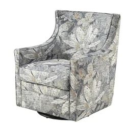 Kirklands Home Accent Chairs|Floral Swivel Mica Glider Accent Chair Blue