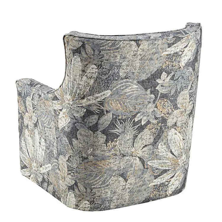 Kirklands Home Accent Chairs|Floral Swivel Mica Glider Accent Chair Blue
