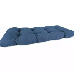 Kirklands Home Outdoor Cushions & Pillows|French Edge Outdoor Wicker Settee Cushion Blue