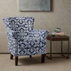 Kirklands Home Accent Chairs|Fretwork Accent Club Chair Blue
