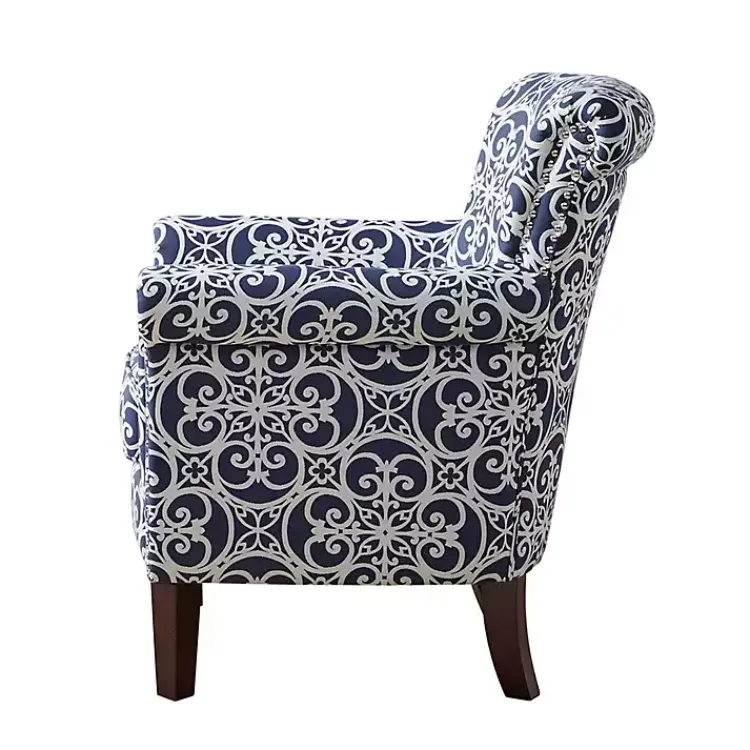 Kirklands Home Accent Chairs|Fretwork Accent Club Chair Blue