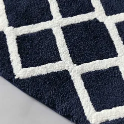 Kirklands Home Bathroom Rugs|Blue Geometric Pattern Reversible Bath Mat, 34 in.