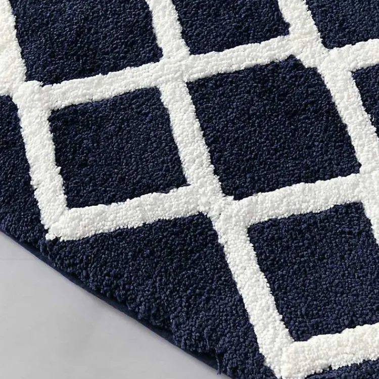 Kirklands Home Bathroom Rugs|Blue Geometric Pattern Reversible Bath Mat, 34 in.