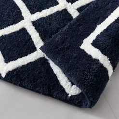 Kirklands Home Bathroom Rugs|Blue Geometric Pattern Reversible Bath Mat, 34 in.