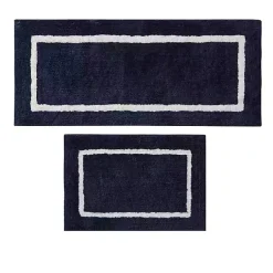 Kirklands Home Bathroom Rugs|Blue Geometric Pattern Reversible Bath Mat, 34 in.