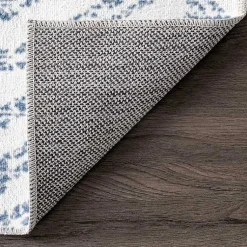 Kirklands Home Area Rugs|Blue Geometric Pattern Washable Runner