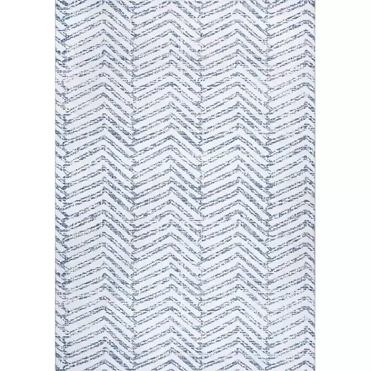 Kirklands Home Area Rugs|Blue Geometric Pattern Washable Area Rug, 4x6