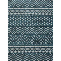 Kirklands Home Area Rugs|Geometric Stripe Washable Area Rug, 5x7 Blue