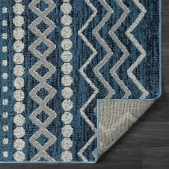 Kirklands Home Area Rugs|Geometric Stripe Washable Area Rug, 5x7 Blue
