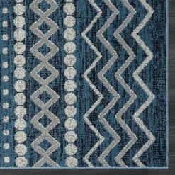 Kirklands Home Area Rugs|Geometric Stripe Washable Area Rug, 5x7 Blue