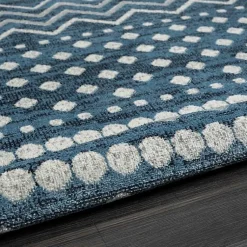 Kirklands Home Area Rugs|Geometric Stripe Washable Area Rug, 5x7 Blue