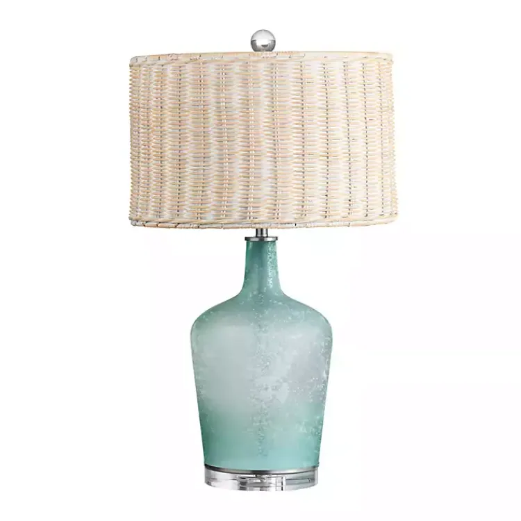 Kirklands Home Table Lamps|Blue Glass Coastal Table Lamp Tan