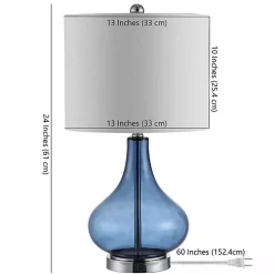 Kirklands Home Table Lamps|Blue Glass Curved Brooks Table Lamp White