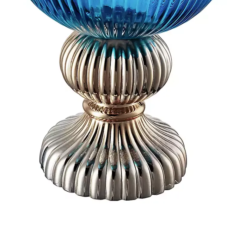 Hot Glass Vase with Silver Pedestal Base, 20 in. Vases
