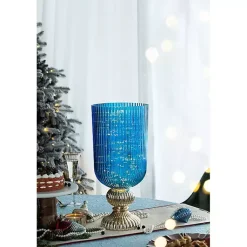 Hot Glass Vase with Silver Pedestal Base, 20 in. Vases