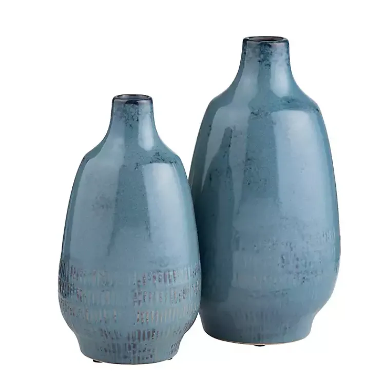 Outlet Glazed Ceramic Vases, Set of 2 Vases
