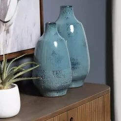 Outlet Glazed Ceramic Vases, Set of 2 Vases