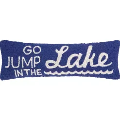 Outlet Blue Go Jump in the Lake Hooked Lumbar Pillow Pillows