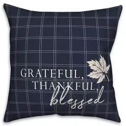 Hot Blue Grateful Thankful Blessed Pillow Fall