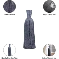 Clearance Grooved Glass Vase, 20in Vases