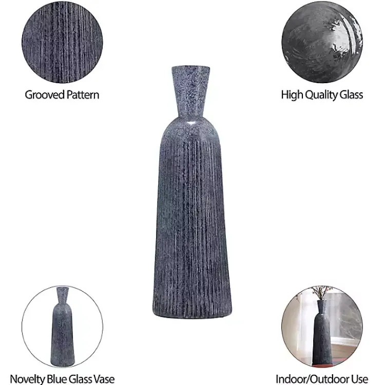 Clearance Grooved Glass Vase, 20in Vases
