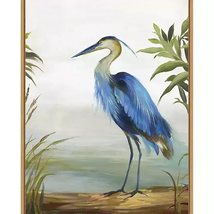 Kirklands Home Canvas Art|Heron Framed Canvas Art Print Blue