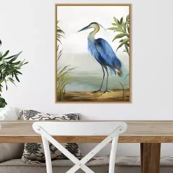 Kirklands Home Canvas Art|Heron Framed Canvas Art Print Blue