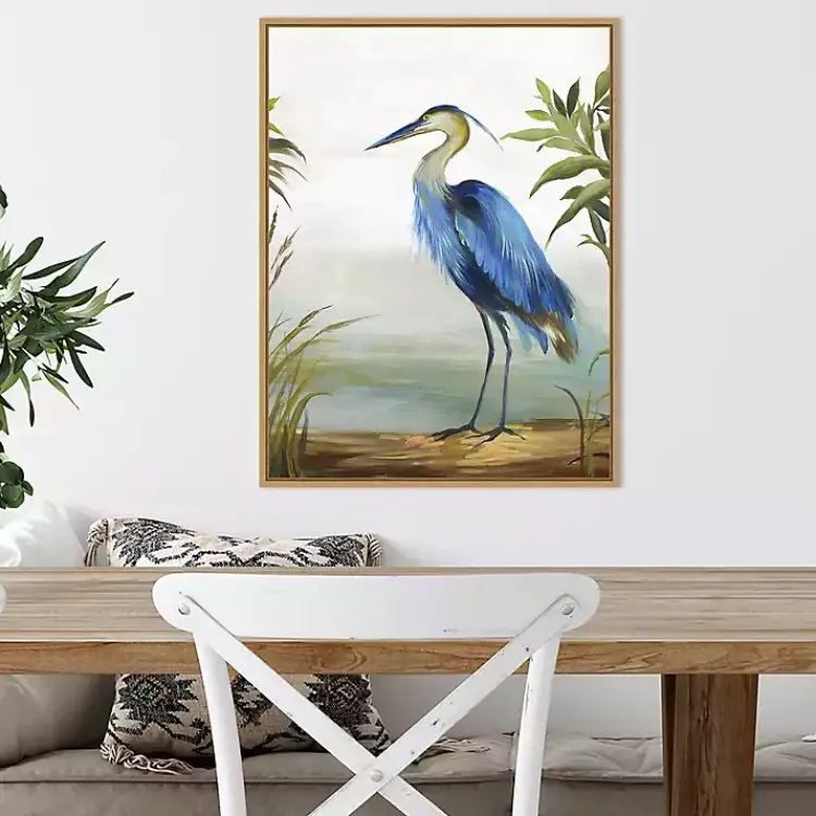 Kirklands Home Canvas Art|Heron Framed Canvas Art Print Blue