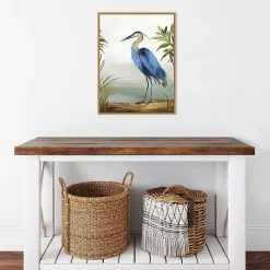 Kirklands Home Canvas Art|Heron Framed Canvas Art Print Blue