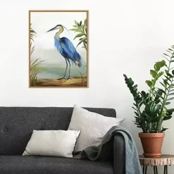 Kirklands Home Canvas Art|Heron Framed Canvas Art Print Blue