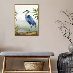 Kirklands Home Canvas Art|Heron Framed Canvas Art Print Blue