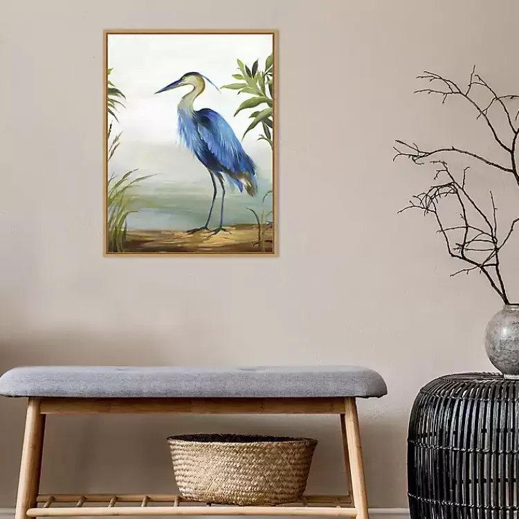 Kirklands Home Canvas Art|Heron Framed Canvas Art Print Blue